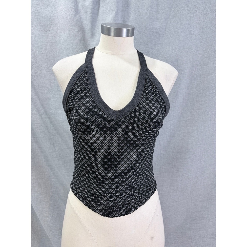 NWT FP Movement Black Snowflake Halter Tank Top Holiday Après Ski Free People XL